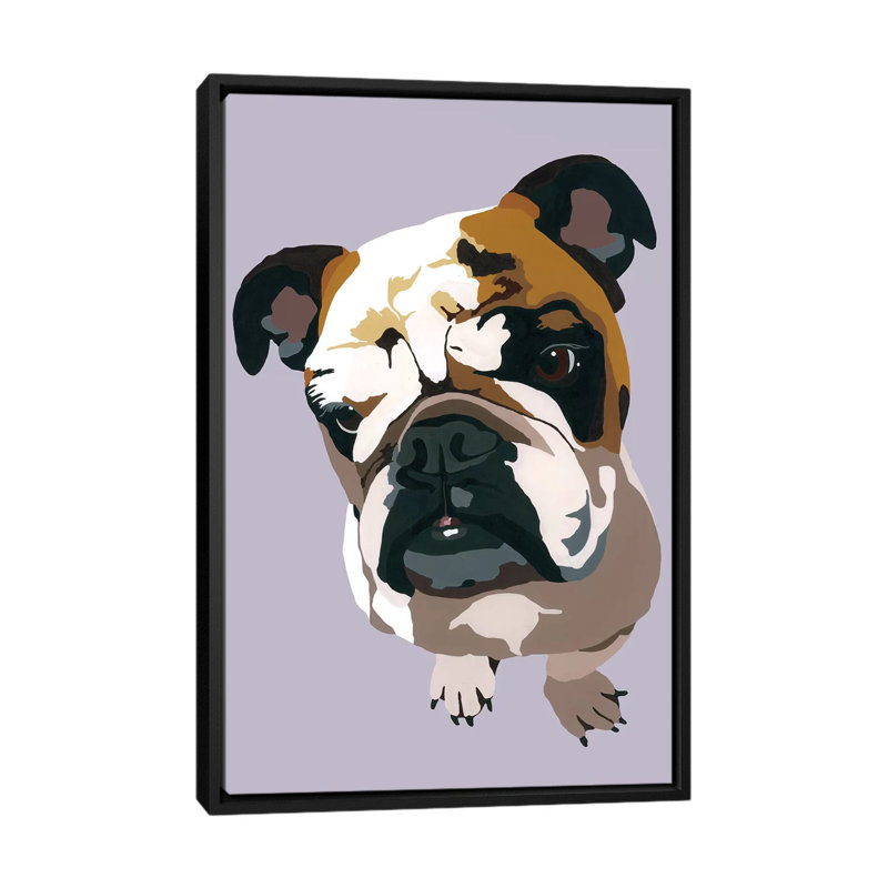 « bouledogue on gray » par julie ahmad, reproduction d’impression sur toile tendue, H 26 po x l 18 po x P 1,5 po