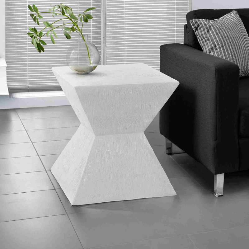 Table d'appoint moderne résistante aux intempéries MgO, Blanc