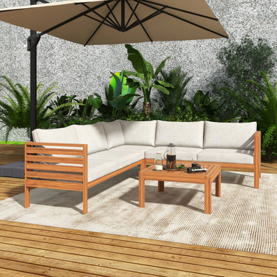 5 Person Outdoor Conversation Furniture Set Seating Group with Cushions