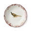 Ensemble de 4 bols à soupe Pheasant Grove 8in 26oz - Assortiment de conceptions de faisan Naturalist sur grès ivoire avec bordure botanique festonnée bourgogne
