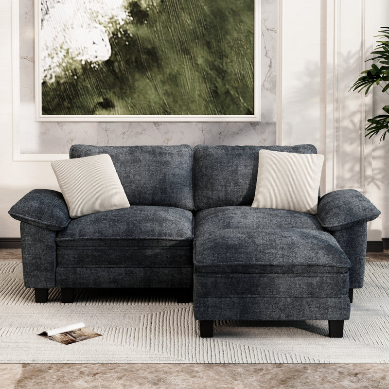 Canapé modulaire 88 places pour salon, canapé 3 places à assise profonde avec repose-pieds 88 po, Chenille bleue marine
