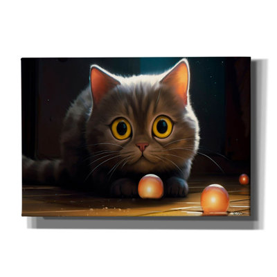 Toile épique «Grey Cat» par Momart, graffiti épique, 40 po x 26 po