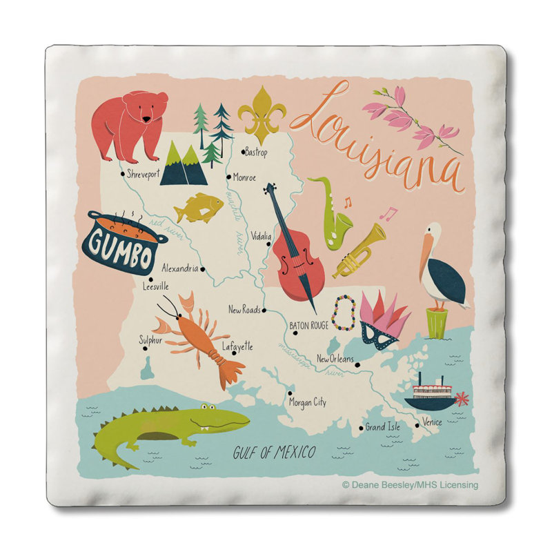 Louisiana Home 4-Pack Tumbled Tile Stone Coasters