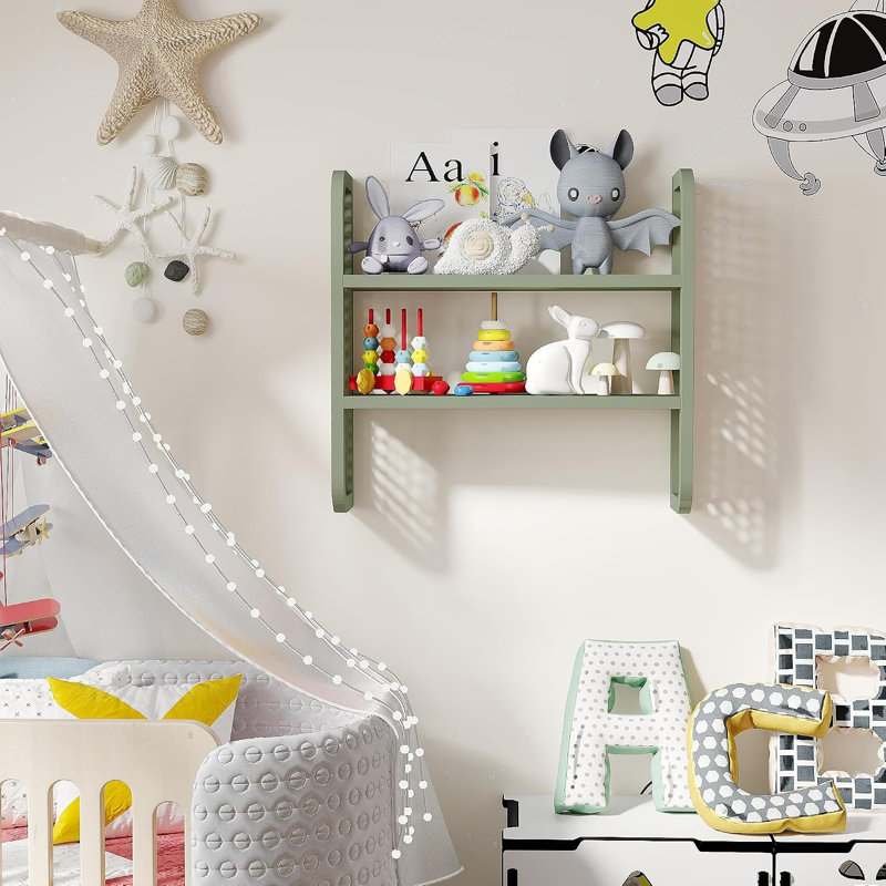 Cadre en rotin à deux couches, suspension murale en rotin vert, bibliothèque décorative de style bohémien