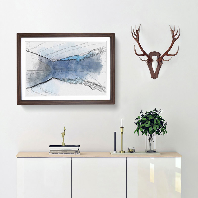 Lake in Haines Alaska in Abstract - Picture Frame Graphic Art Print, 60cm H x 91cm W x 2cm D, Walnut