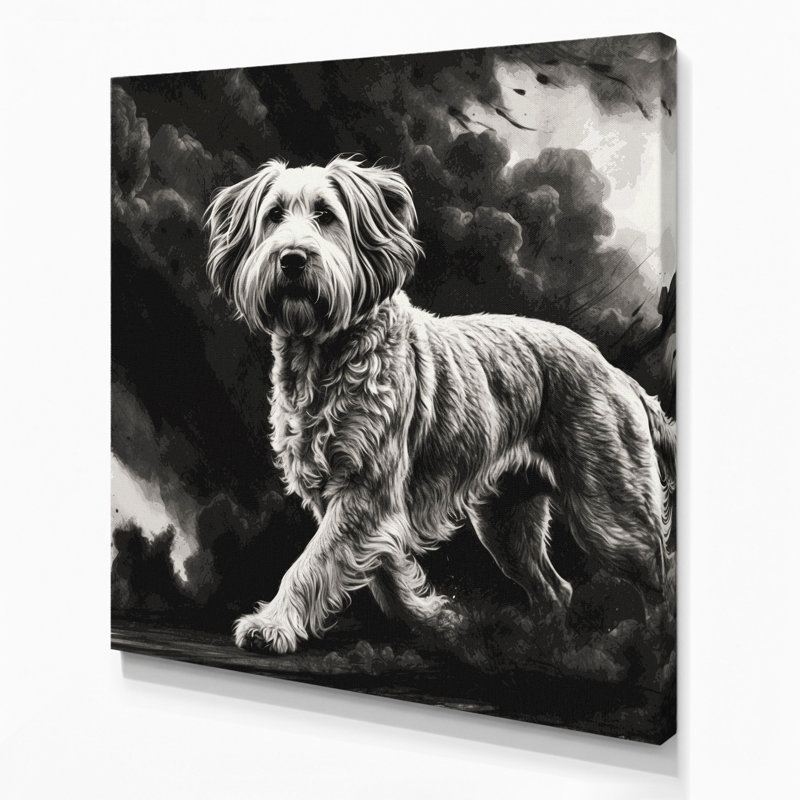 «Dogs Briard Gray», art mural sur toile, H 8 po x l 8 po