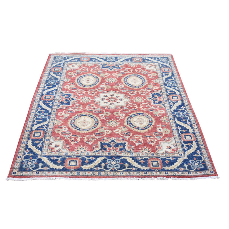 Tapis oriental rouge tomate 5 pi x 6 pi 6 po aux couleurs douces, motif Peshawar Mahal A43C2532D42D44D44CE9D0973850661F6C8