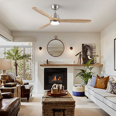 Farmhouse 52" 3 Blades LED Ceiling Fan With Lights