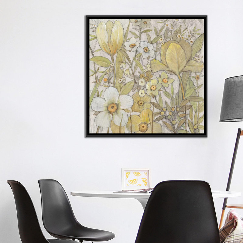 «Mix Floral II», impression sur toile tendue, H 37 po x l 37 po x P 1,5 po, Toile encadrée noire, Pas de tapis