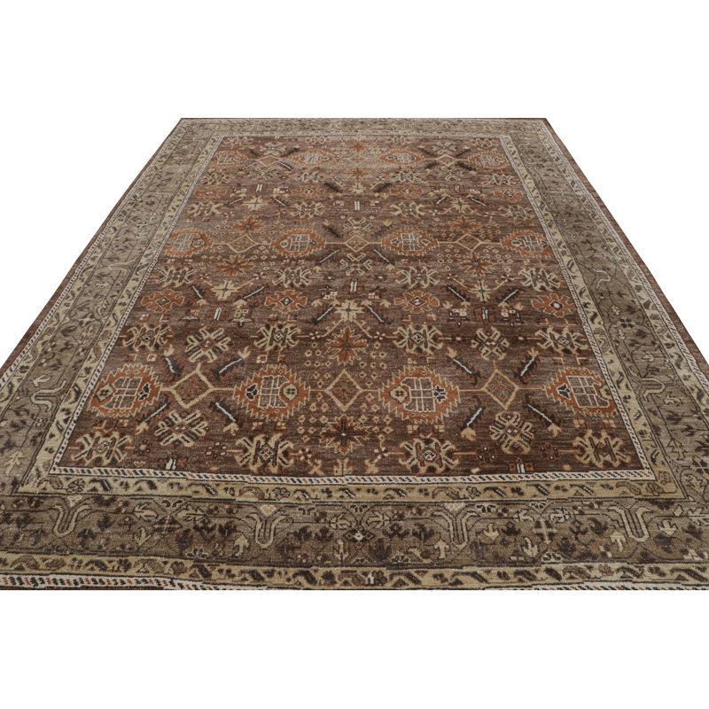 Oushak Hand Knotted Wool Floral Area Rug, Rectangle 9' x 12'
