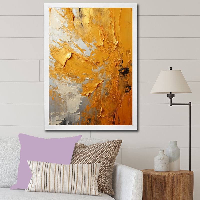 «Sunset Meadow Golden Landscape II», reproduction, Cadre simple blanc, H 40 po x l 30 po x P 1,5 po