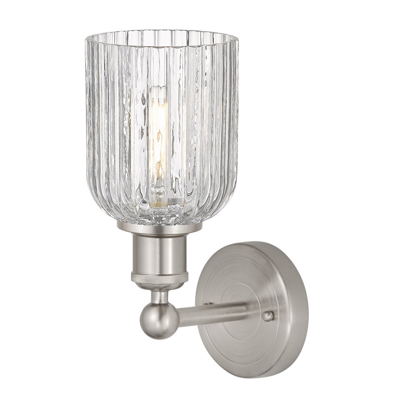 Northgate Steel Armed Sconce, Satin Nickel, Clear