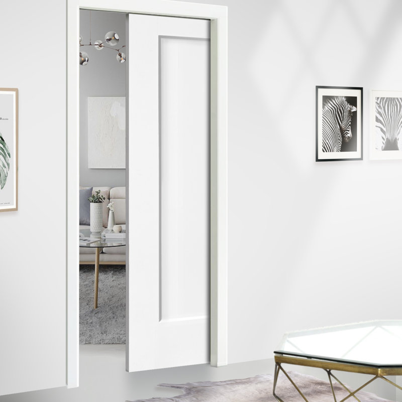 30-in x 80-in White Primed MDF Single Barn Door