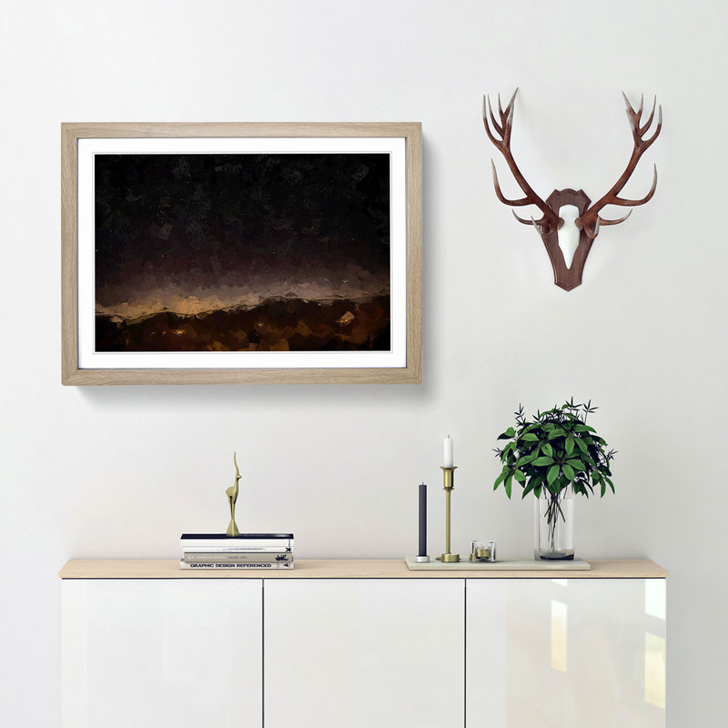 Stars over Trigance in France - Picture Frame Graphic Art Print, Oak Framed, 36cm H x 48cm W x 2cm D
