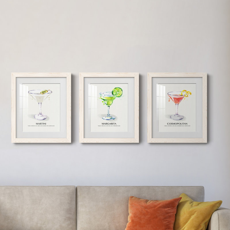 " Cosmopolitan " 3 Piece Art Painting, 37.5" H x 82.5" W x 1.5" D, White
