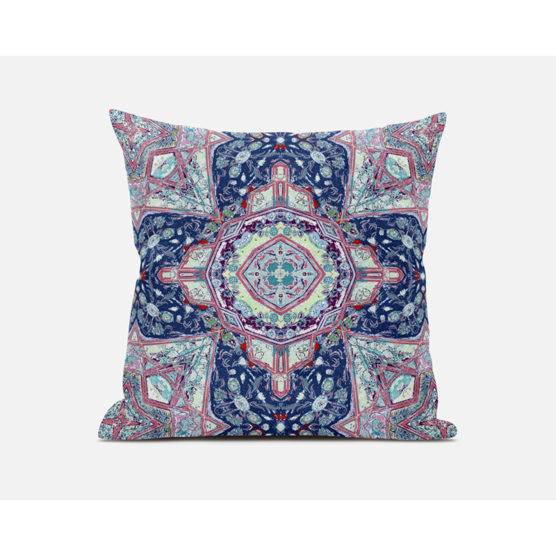 Insert de coussin géométrique réversible, Bleu pâle / rose