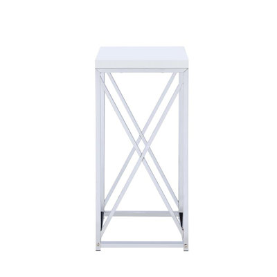 White and Chrome Accent Table