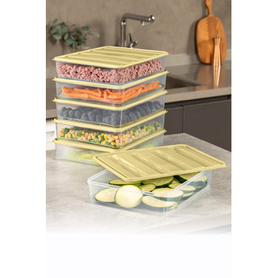 Durable Plastic Storage Box Set (6 Pieces), Yellow, 9.1 x 11.6 x 2.6 inches | 100% Dishwasher Safe, 118.3 fl oz Capacity Each | Ideal for Organizing Home, Office & Kitchen, Stylish & Functional Design