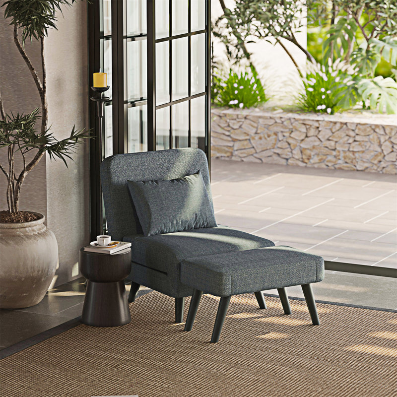 Canapé-lit pliable avec repose-pieds, Gris
