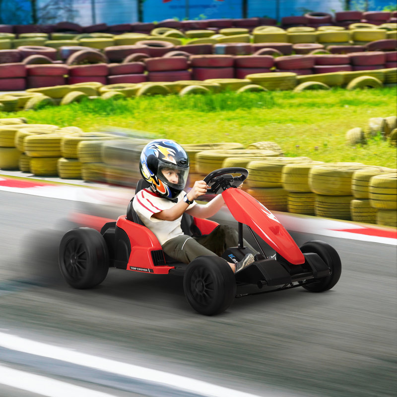 24V Red and Black Electric Go-Kart with MP3 and Power Display