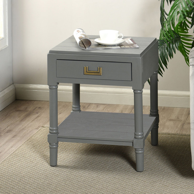 Table de bout avec rangement Demeko, Gris carbone