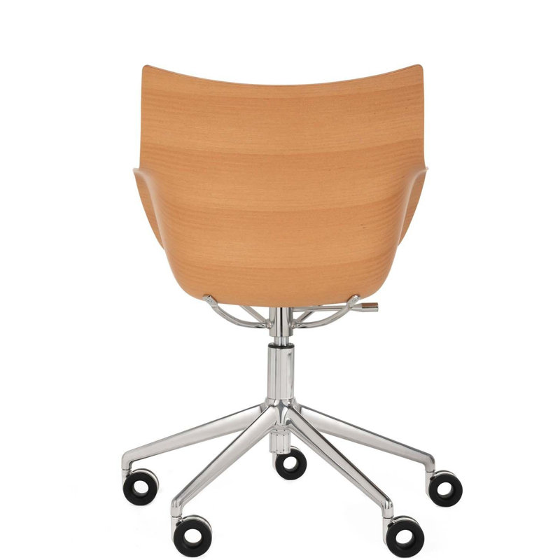 Q/Wood Swivel Task Chair, Light Wood/Chrome
