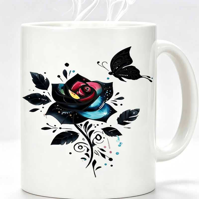1pc Ceramic Coffee Mug Vintage Floral Pattern "Women" for Spring Summer Office Home & Gifts.
