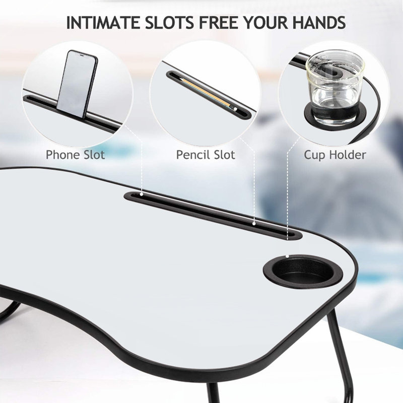 laptop desk with a cup groove design attached, Gray