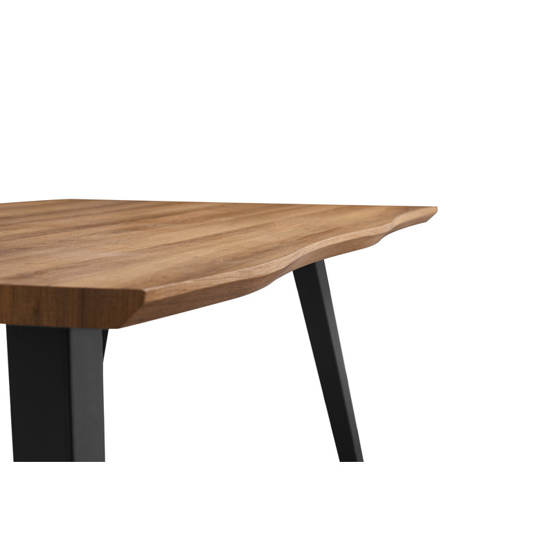 Ricky 6 Person Dining set - a Rectangular Wooden Dining Table with Metal Legs and a Set of 6 Quilted Velvet Dining Chairs for Dining Room - Modern Dining Table Set