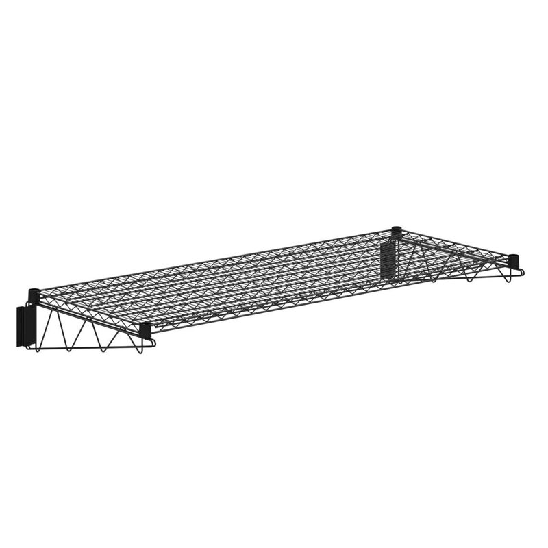 Black Epoxy Wire Wall Mount Shelf, 8" H x 60" W x 24" D