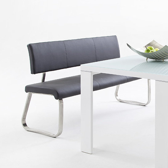 Swarthofthi Genuine Leather Upholstered Bench, 86cm H x 155cm W x 59cm D, Grey/Brown/Blue