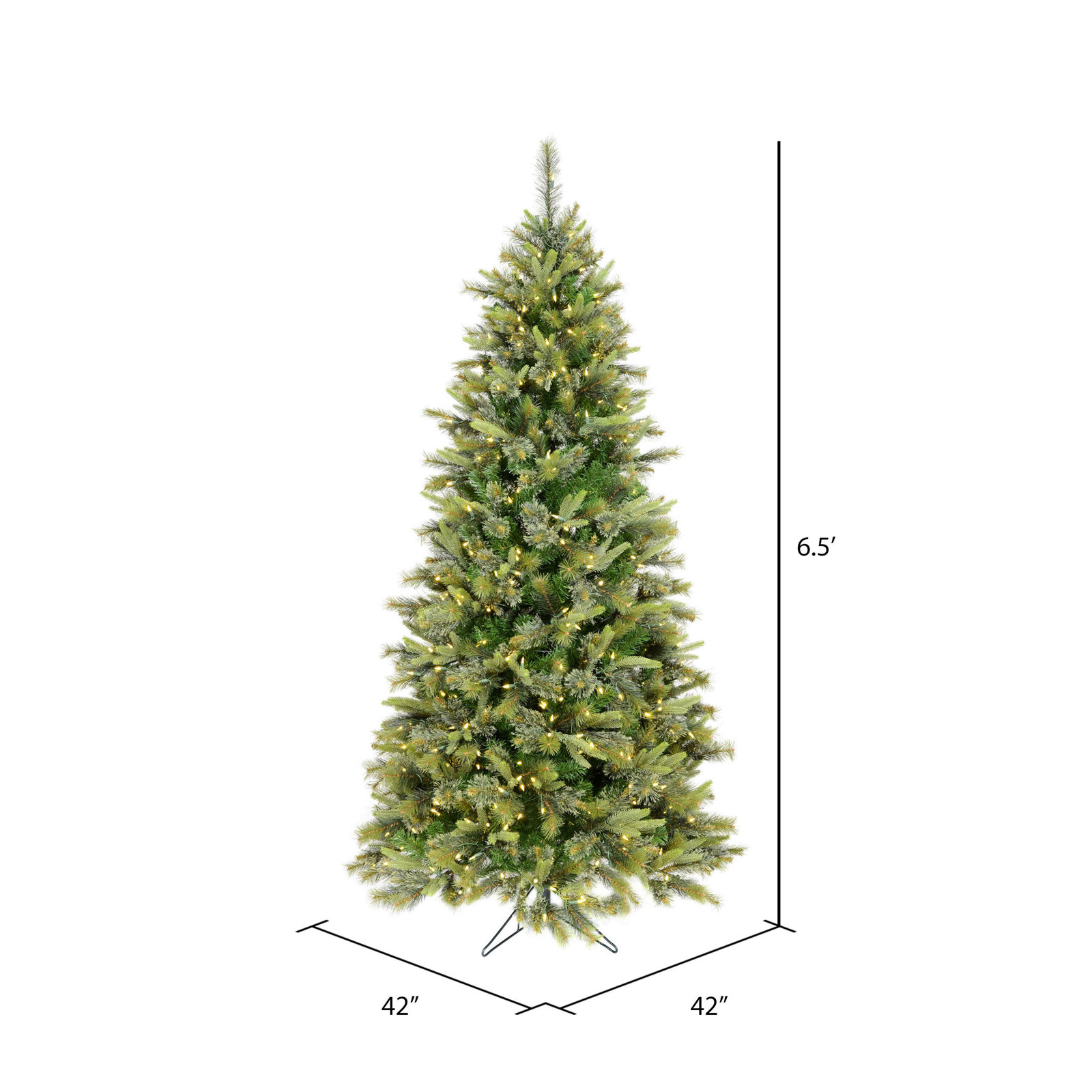 Green Pine Flocked Pre-Lit Pine Christmas Tree, 6.5' H, Warm White LED