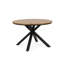 Table de salle à manger d'extérieur, plateau en teck et pieds en métal noir