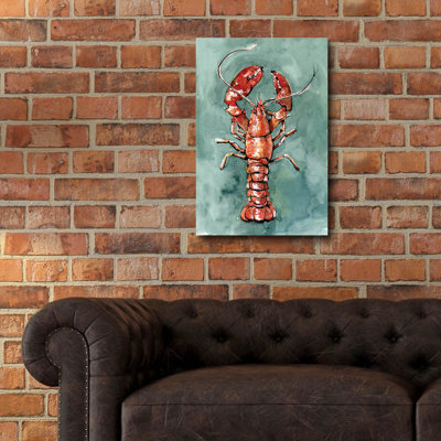 Art mural en verre épique «Aquatic Lobster 2» par Emma Caroline, 16 po x 24 po