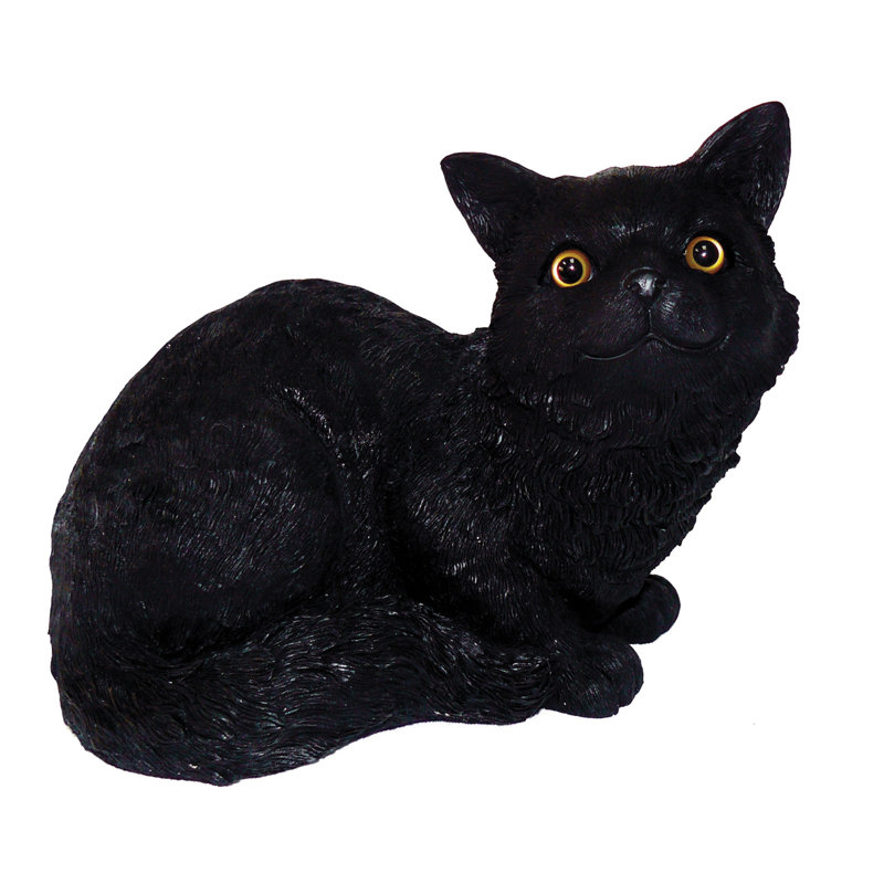 Statue chat accroupie Jammie, Noir, Miaulement
