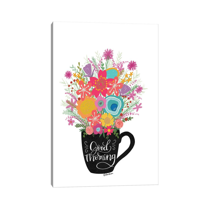 Good Morning Coffee Floral by Lisa Larson - Wrapped Canvas Print, 20.32 cm H x 30.48 cm W