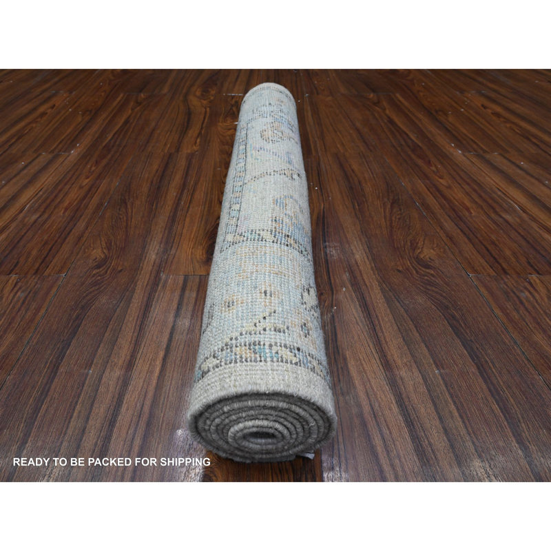 Tapis de couloir oriental en laine de bouleau gris Angus Oushak 2 pi 10 po x 8 pi 1 po