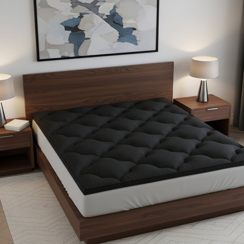 Surmatelas double en coton noir 2 po