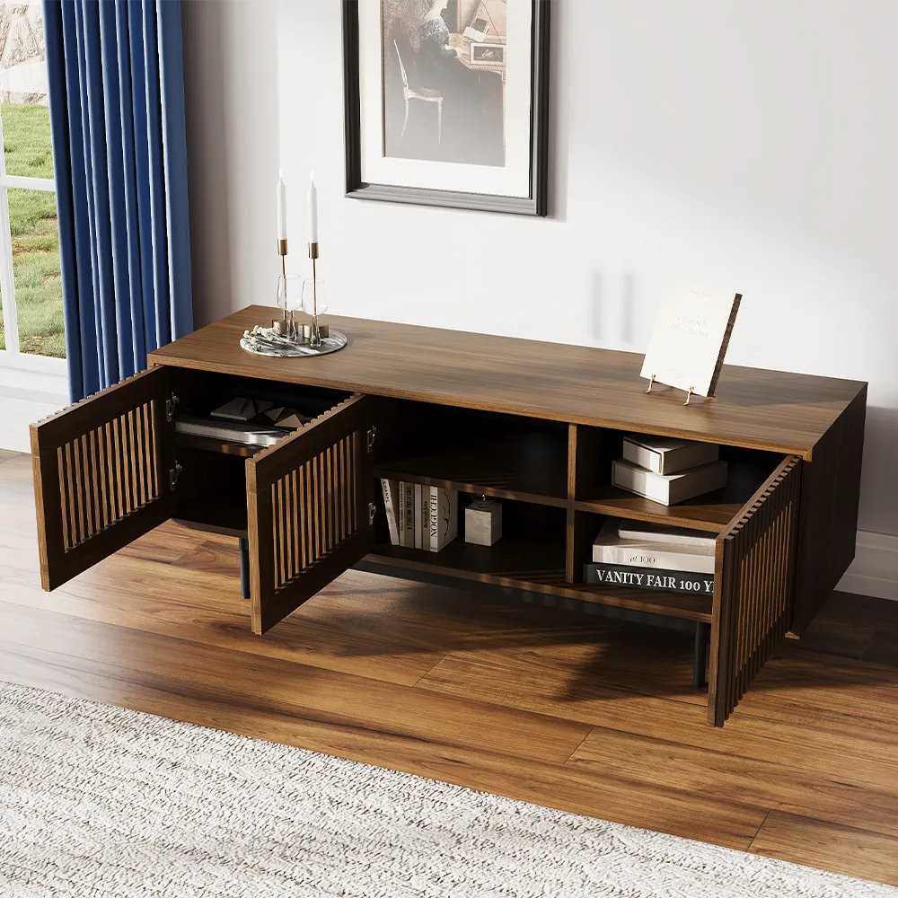 Daila Media Console, 21.26" H x 59" W x 18.89" D, Walnut