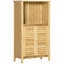 Armoire de salle de bain en bambou avec plusieurs tablettes et portes, naturel