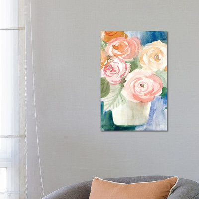 Cherry Peonies 1 Piece Wrapped Canvas Painting