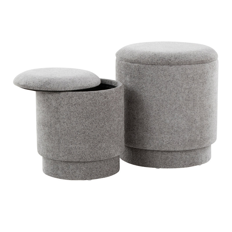 Marla Upholstered Contemporary Ottoman Set, Gray