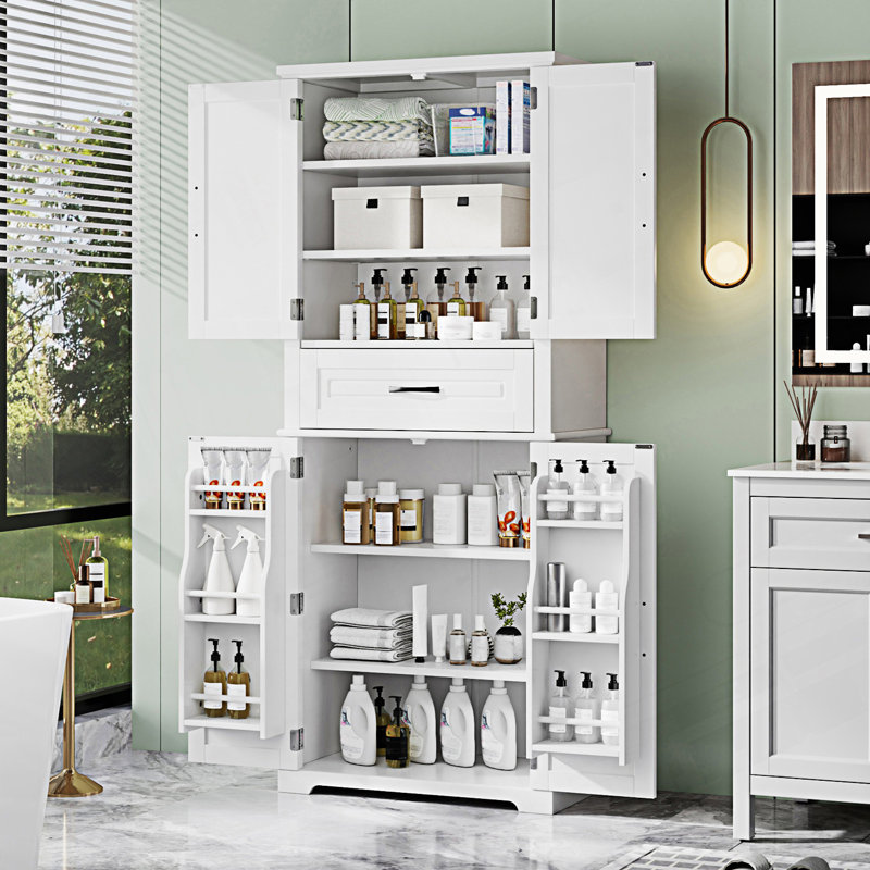 Bathroom Storage Cabinet With Multi-Functional Storage Space, Accent Cabinet, White