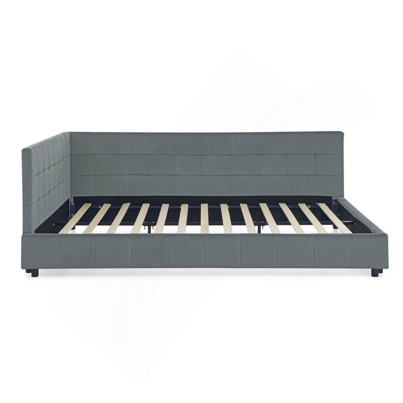Upholstered Tufted Bed Frame, Sofa Bed Frame With Comfortable Backrest And Armrests, Bed For Bedroom, Living Room,Velvet