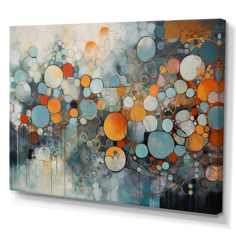 Illusions géométriques orange et bleues - Impressions encadrées géométriques abstraites, H 12 po x l 20 po x P 1 po