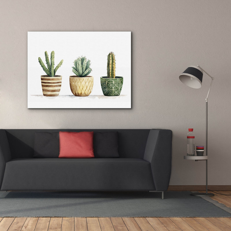 «Cacti In Pots» par Svetlana Aleynikova, art mural sur toile, H 40 po x l 54 po