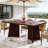 63" Modern Long Dining Table with Large Tabletop & Heavy Duty Pedestal Legs for 6-8 People-1957586023