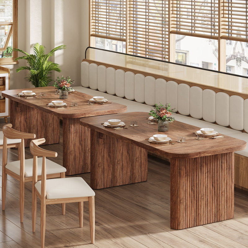Table de salle à manger moderne, table de cuisine en bois, Brun