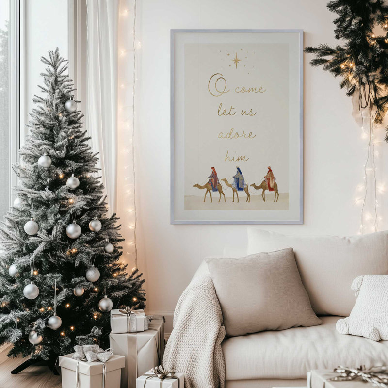 Imprimé Wise Men Journey, Cadre simple en or poli, H 21,25 po x l 17,25 po x P 1,25 po