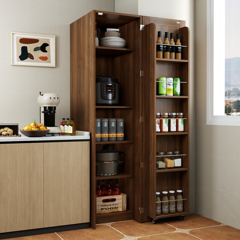 Garde-manger avec portes et tablettes, Noyer